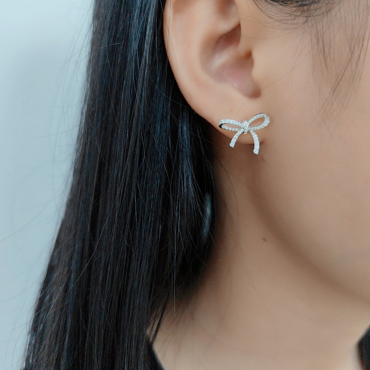 High-Quality Sweet Bowknot Diamond-Studded Earrings Full Body9/10/14/18k Gold Cultivated Diamond Earrings