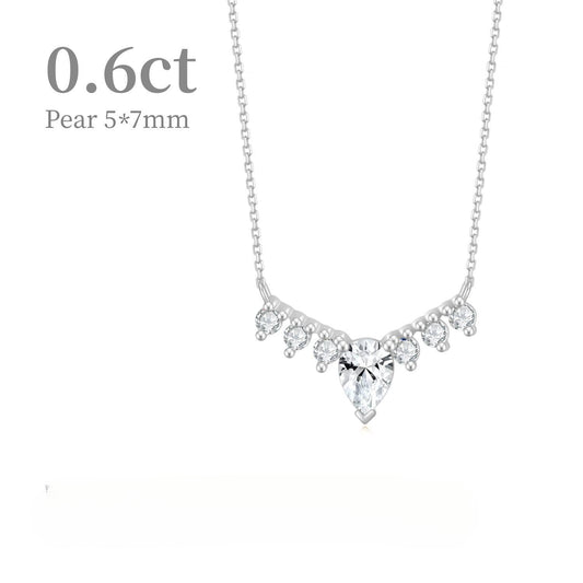 Moissanite Pendant Korean Style ins Elegant Collarbone Chain Full Body10/14/18k White Gold Rose Gold Yellow Gold Necklace