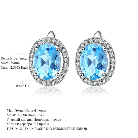 Fashion Natural Stone Ear Studs Earrings Vintage Personality s925Silver Swiss Topopa Gemstone Earrings Eardrops