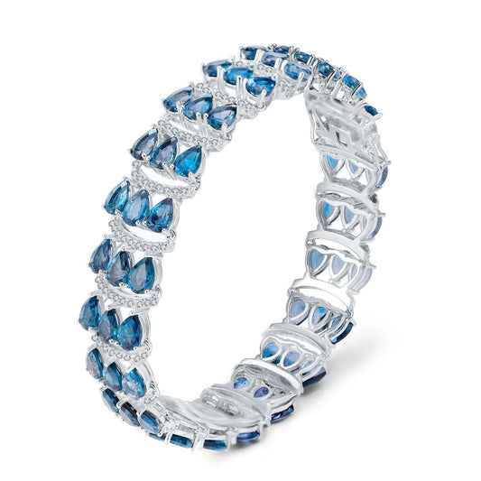 Natural Topaz Luxury Inlaid Bracelet for Women Unique Retro Style s925Silver Gemstone Bracelet