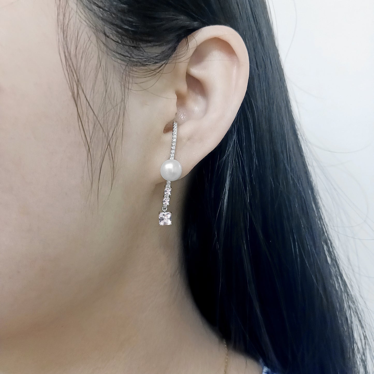 Jewelry Fashion Light Luxury Natural Freshwater Pearl Stud Earrings S925Sterling Silver Inlaid5A Zircon Earrings Jewelry