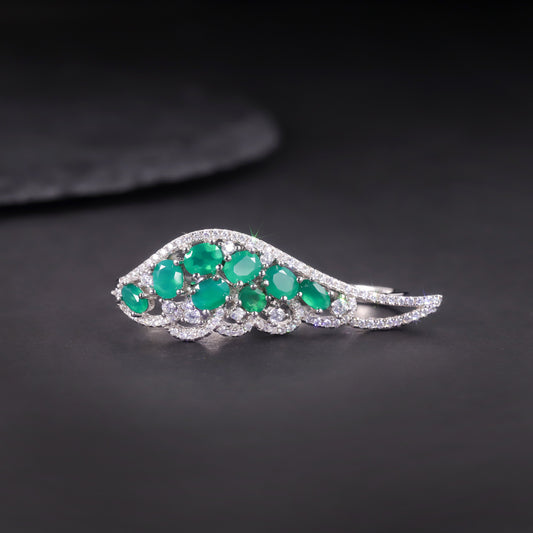 Angel Wings Gemstone Ring s925Sterling Silver Inlaid Natural Topaz Green Chalcedony Garnet Ring for Women