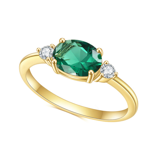 S925Sterling Silver Inlaid Emerald Nano Ring Fashion Classic Light Luxury Colorful Gemstone Plated14k Gold Ring