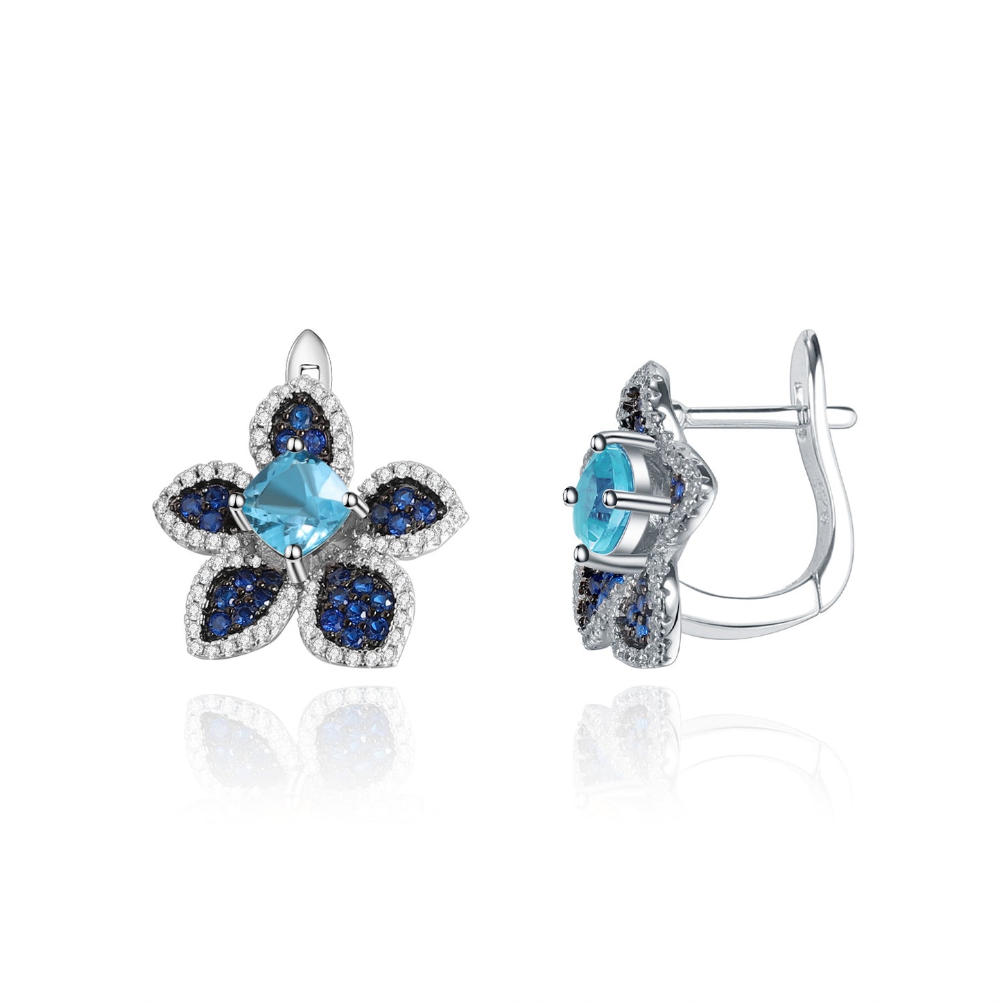 Designer Natural Yellow Crystal Earrings Natural Style Series Floral Design s925Silver Gemstone Stud Earrings