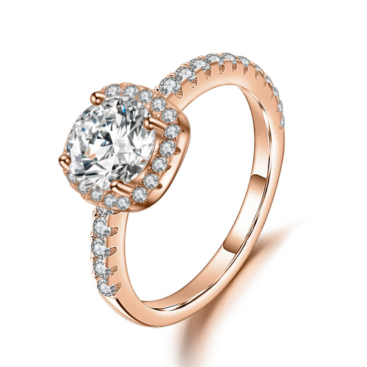 Luxury Classic Rose Gold Yellow Gold Ring0.5ctD Moissanite Wedding Ring Full Body9/10/14/18k Platinum