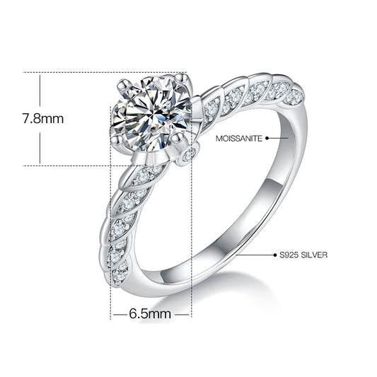 High-End Quality s925Sterling Silver Inlaid1Carat Moissanite Wedding Ring Round Moissanite Ring for Men and Women