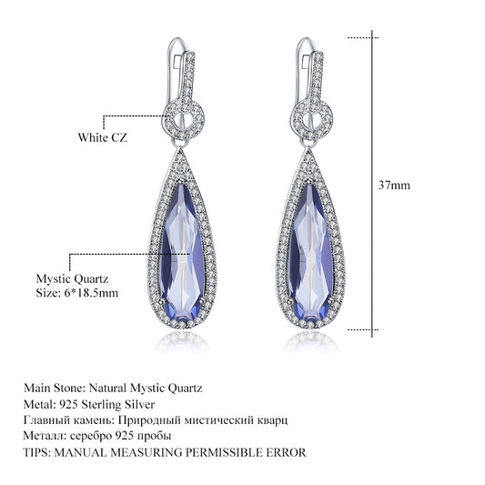 High-end Design Colorful Gemstone Earrings Luxurious Fashion s925Silver Inlaid Coated Crystal Earrings Drop Earrings