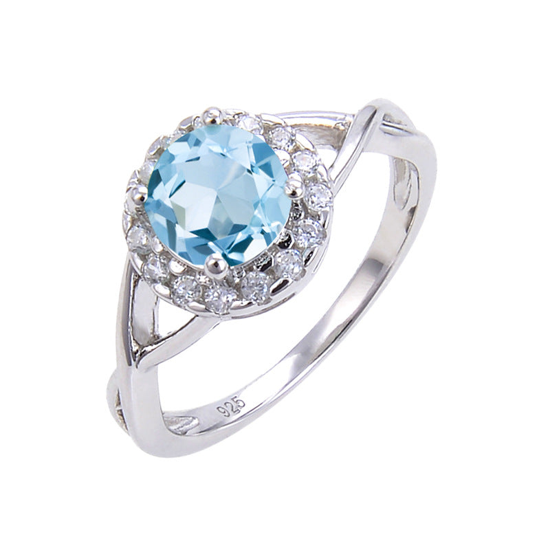 Vintage Natural Emerald Ring s925Sterling Silver Inlaid Sapphire Ring Colorful Gemstone Ring Summer