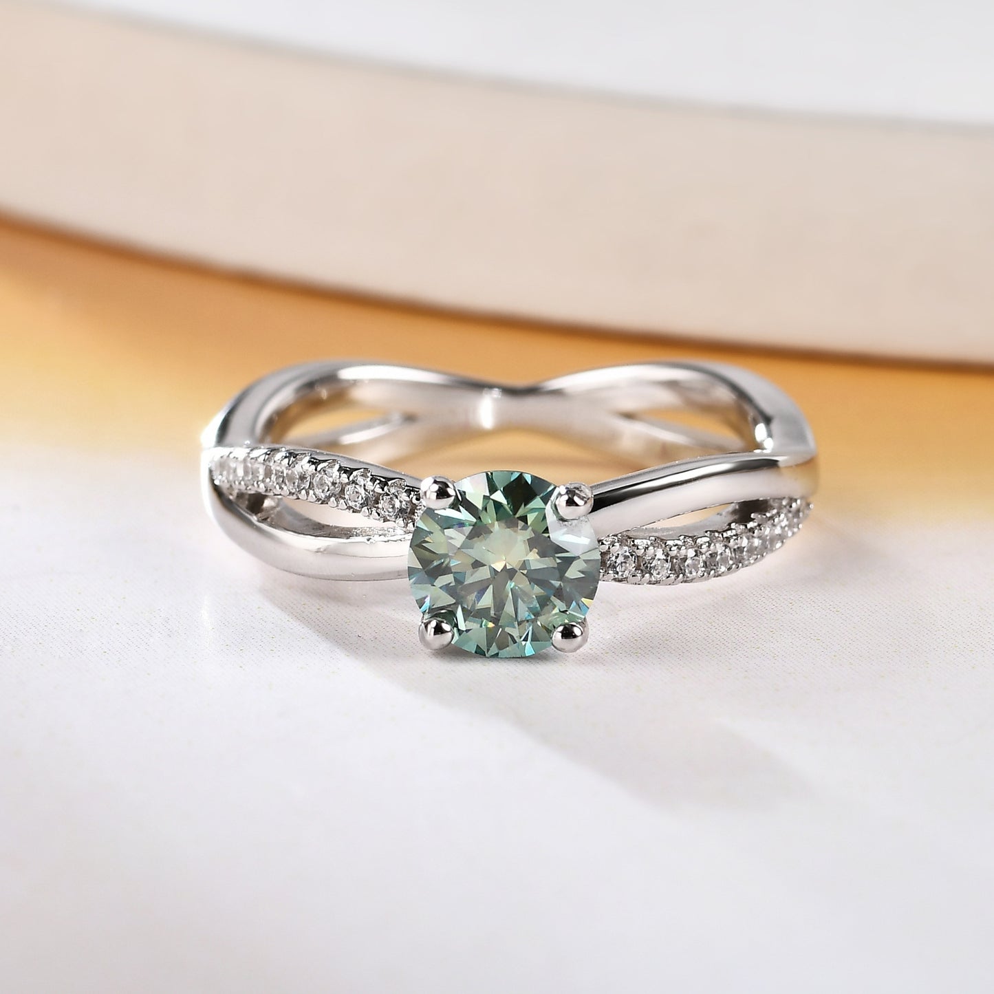 Green Moissanite1Carat Design Internet Celebrity Ring Set GRA Certificate of Light Luxury Fashion s925Silver Gemstone Ring