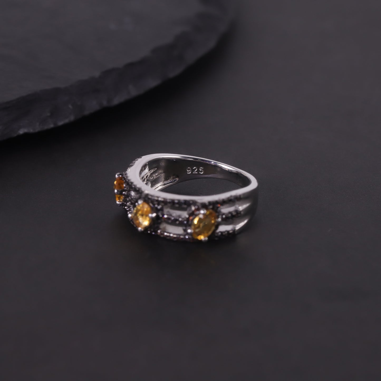 Dark Niche Natural Topaz Ring for Men and Women s925Sterling Silver Cluster Crystal Garnet Ring