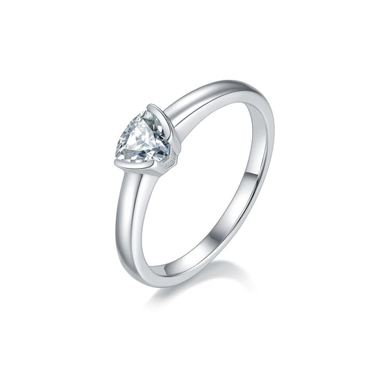 Korean and Japanese Light Luxury Fashion Rings s925Sterling Silver Inlaid0.5ct Moissanite Ring Wholesale