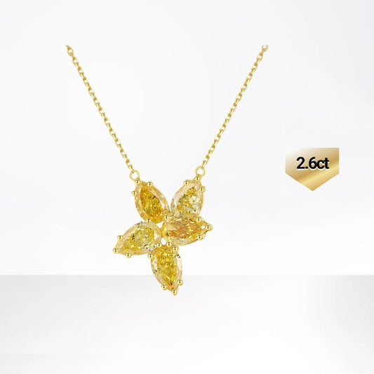 ins Wind14k Gold Necklace with Cultivated Diamonds2.6Carat k Irregular Petal Yellow Diamond Necklace with Gold Clavicle Chain