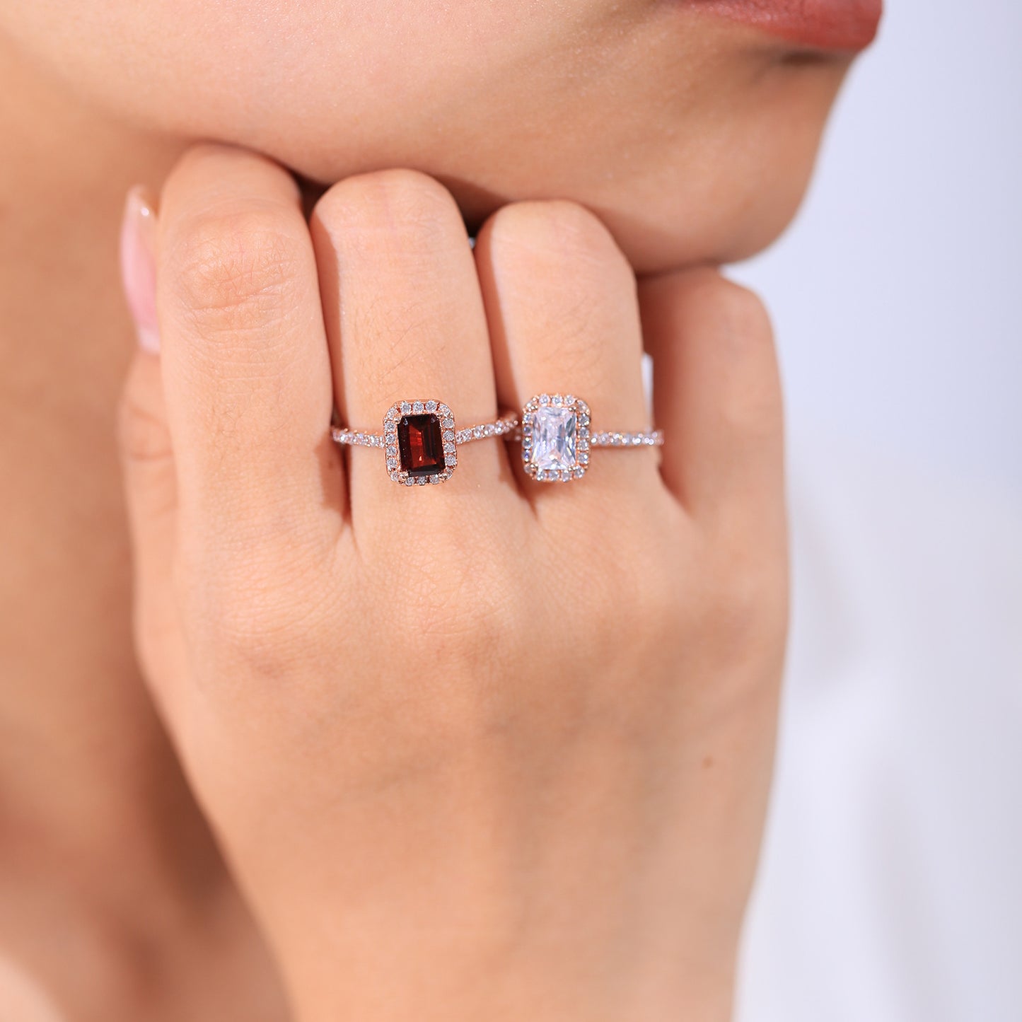 Emerald Cut Colorful Gemstone Ring s925Sterling Silver Plated18k Gold Rectangle Gemstone Wedding Ring