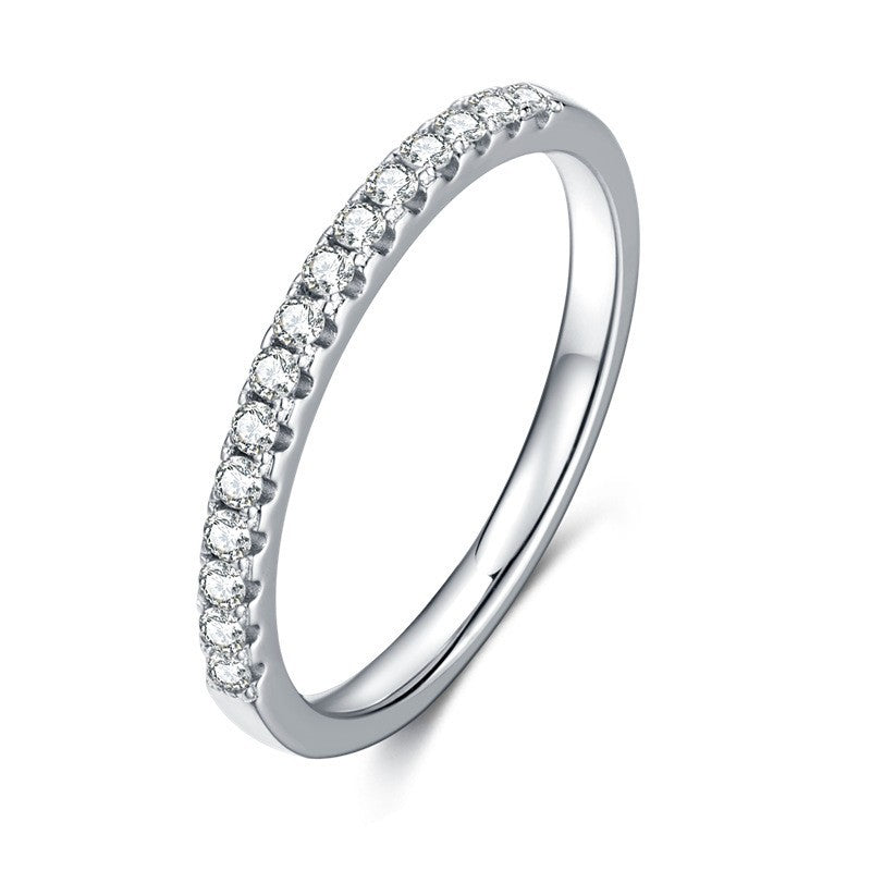 Minimalist Fashion Luxury Women's Moissanite Ring s925Sterling Silver Inlaid Moissanite Gemstone One Word v Character Ring