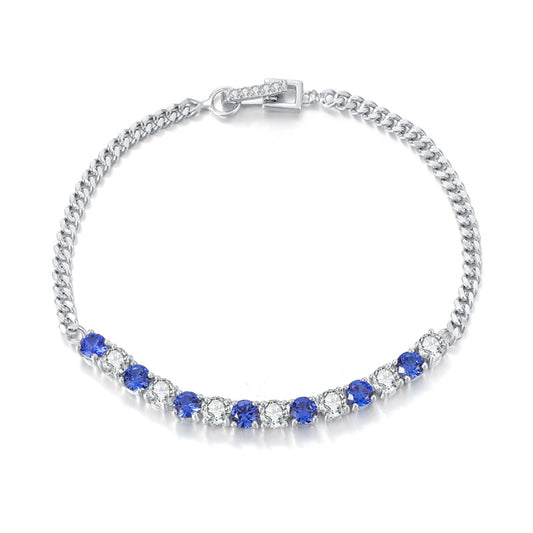 High-end Elegant Cultivated Sapphire Moissanite Bracelet for Women s925Sterling Silver Inlaid Sapphire Bracelet Spring Summer