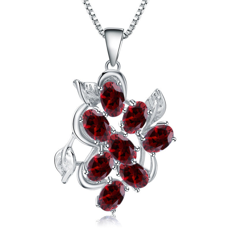 Design Sense Jewelry Topaz Pendant Retro Natural Gemstone Inlay s925Silver Necklace Pendant