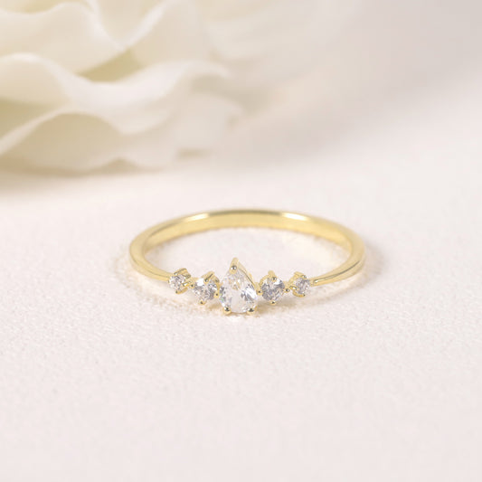 ins Wind Ring s925Sterling Silver Moissanite Gold Dawn Series Gold-Filled Ring Petite Delicate Jewelry