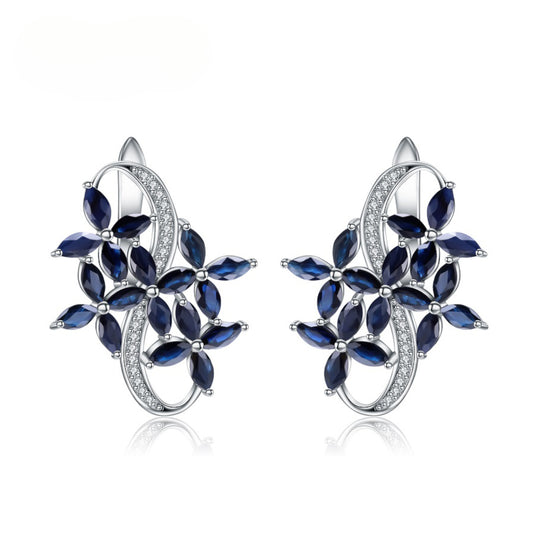 Design-inspired Sapphire Earrings Advanced Sense s925Silver Inlaid Natural Gemstone Earrings