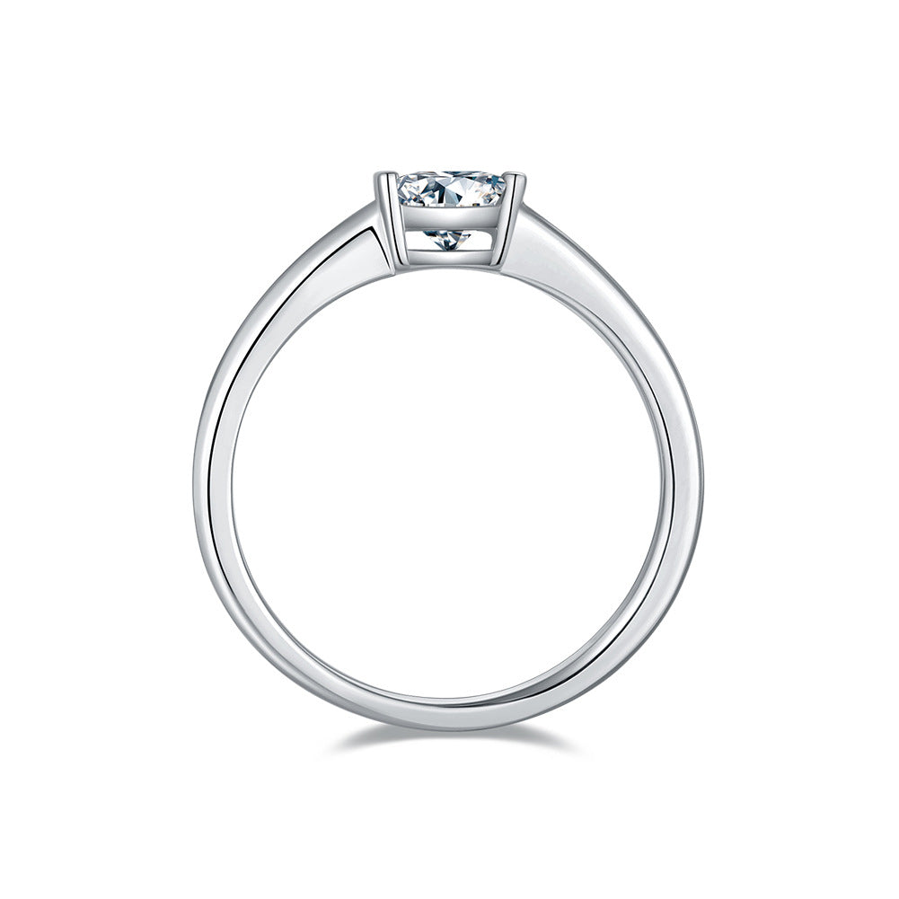 Simple s925Sterling Silver Inlaid0.5ct Square Moissanite Ring for Women Wholesale