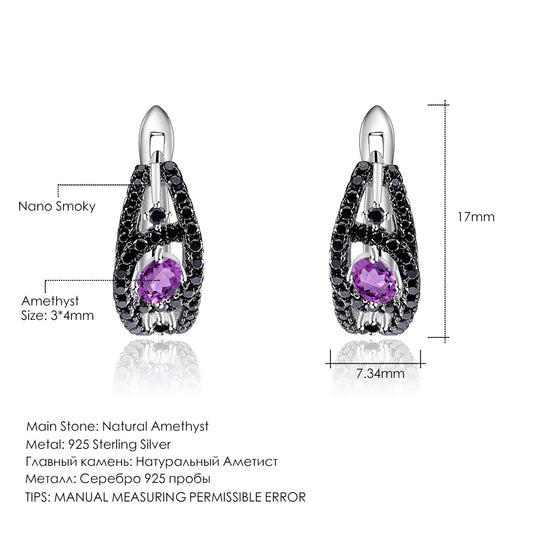 Luxurious and High-end Natural Amethyst Earrings from the Prosperous Series925Silver Inlaid Gemstone Stud Earrings