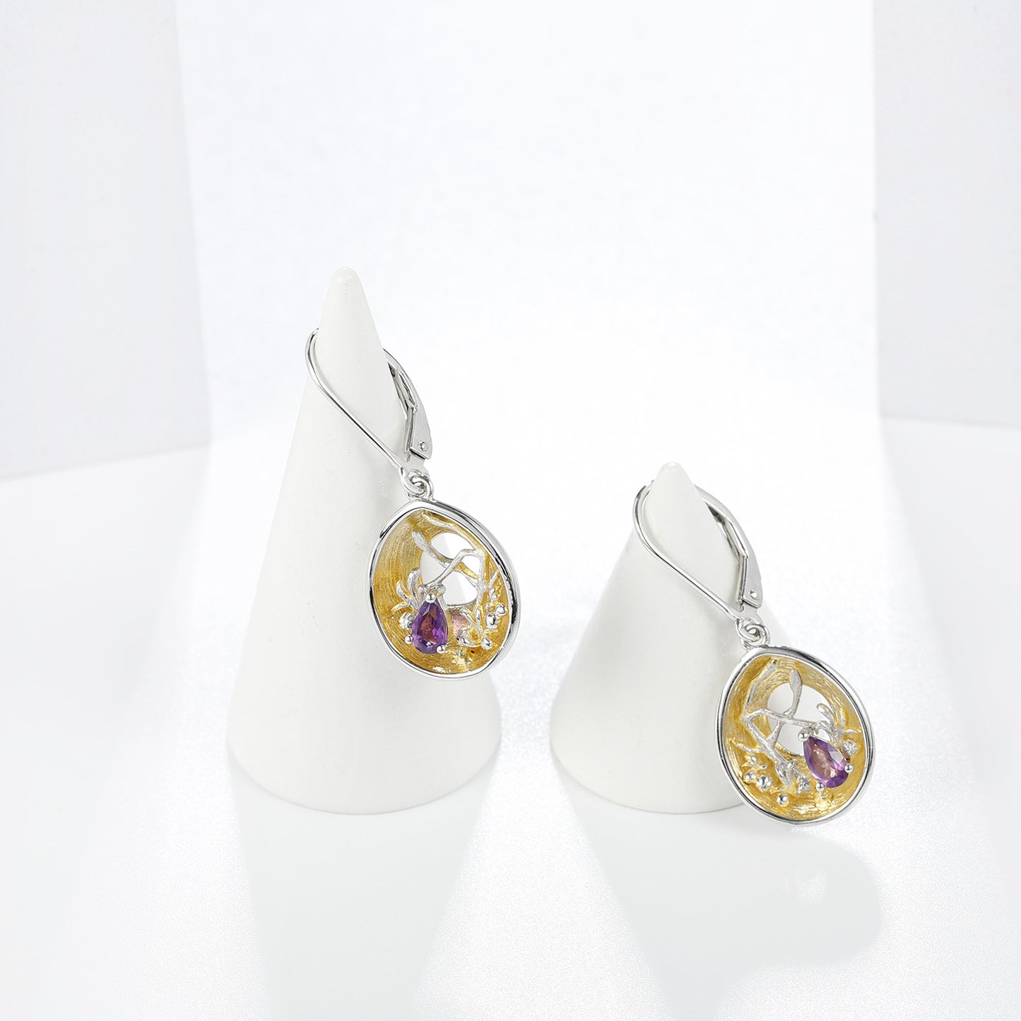 Designer Style High-End Gemstone Earrings with Unique Design s925Silver Inlaid Natural Topaz Stud Earrings