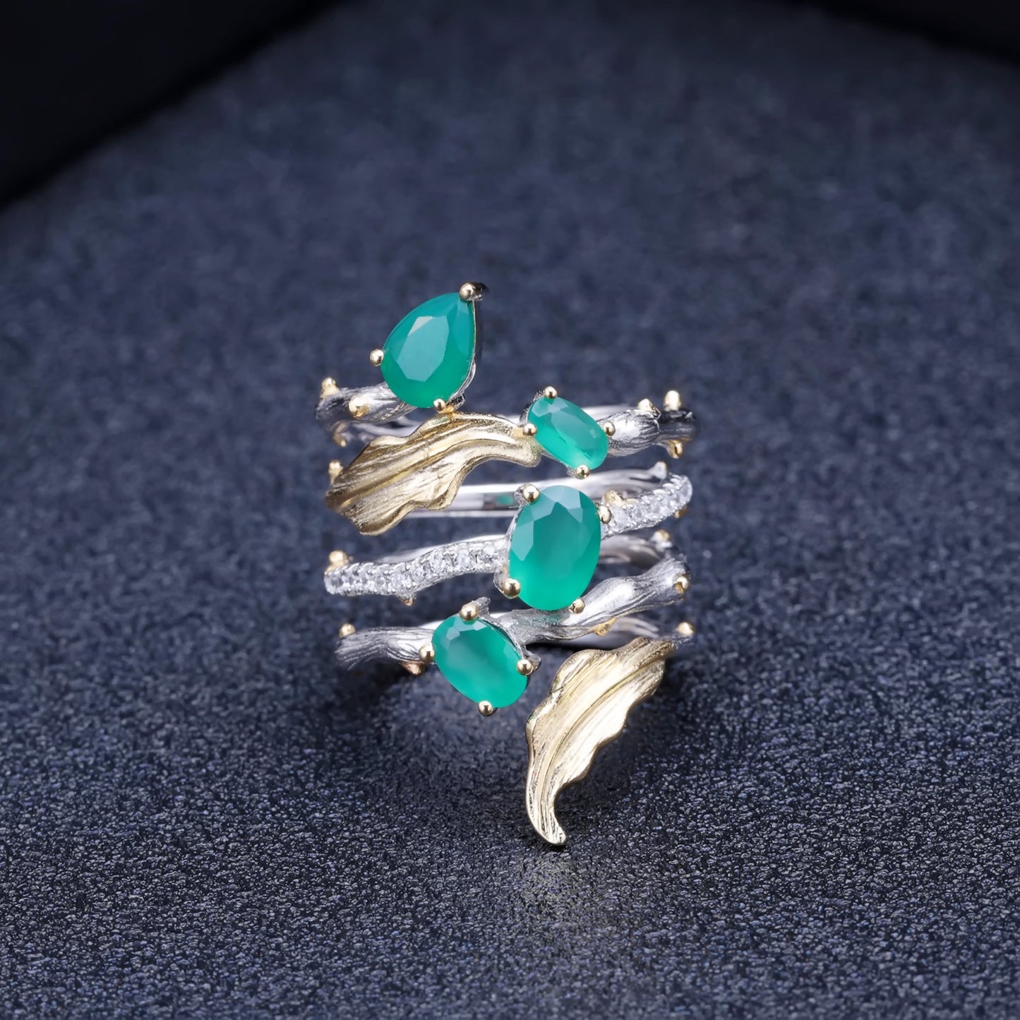 Secret Garden Series Designer High-End Natural Gemstone Jewelry Set Rings, Earrings, Pendants