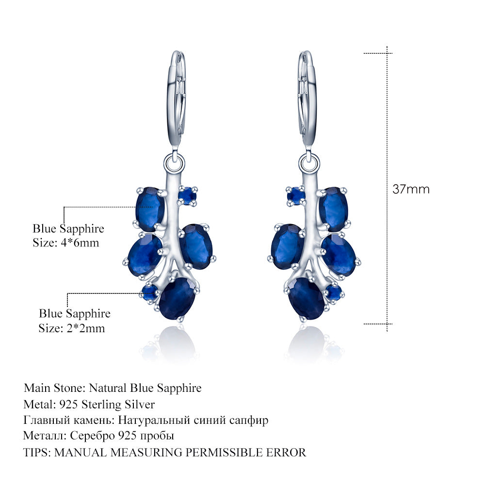 Natural Colored Gems Topaz Stud Earrings Fashion s925Sterling Silver Inlaid Sapphire Crystal Earrings Earrings New
