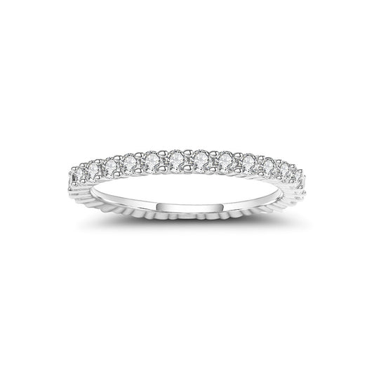 Fashionable Korean and Japanese Style Moissanite Ring Set s925Sterling Silver Platinum Plated with Moissanite2mm Stackable Rings for Men and Women