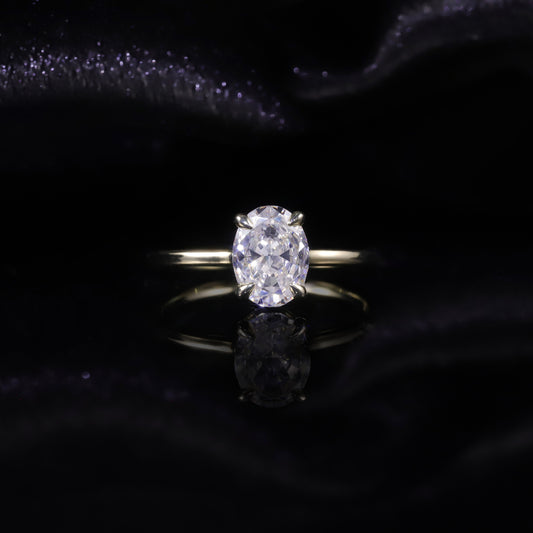 1.5Carat Cultivated Diamond Oval Claw Wedding Ring with a High-End Feel9/10/14/18k Gold Rose Gold Yellow Gold Ring