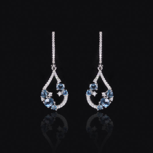 Trendy Colorful Gemstone Earrings s925Sterling Silver Inlaid Natural Garnet Earrings Crystal Earrings Translucent Stone