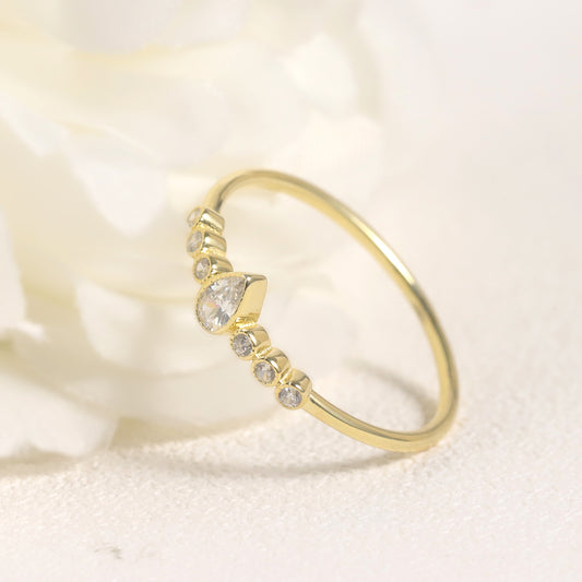 Business Style Commuter Ring Golden Dawn Series s925Sterling Silver Inlaid Moissanite Ring Thin Men and Women Can Be Stacked