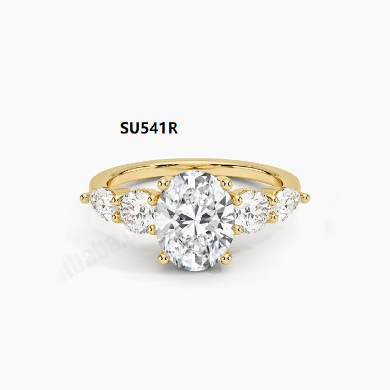 Luxurious Gold Ring18k Gold Inlaid with Moissanite1Carat Wedding Ring with a Sense of Sophistication9/10/14k Gold Ring Setting Blank