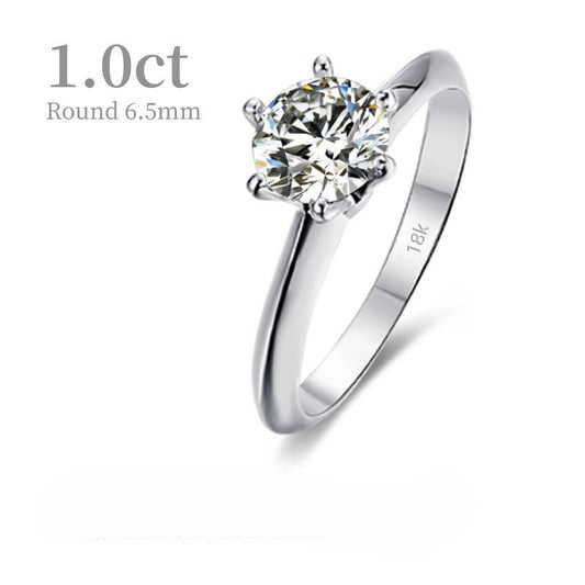Classic Simple Six-Claw1Carat Moissanite Ring9/10/14/18k Rose Gold White Gold Yellow Gold Rings for Men and Women