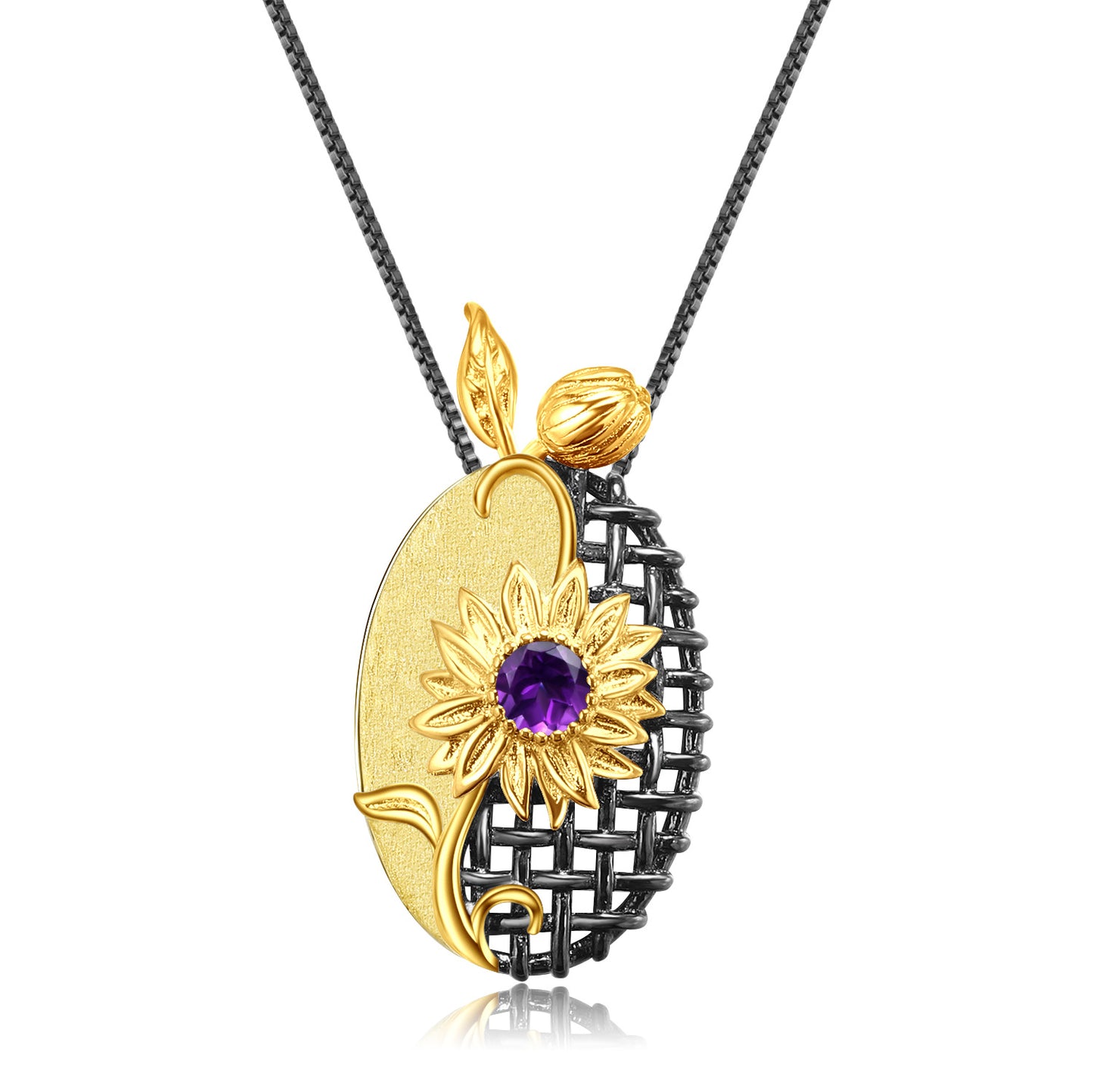 Italian Craft Designer Pendant Red Spider Lily High-end Feel925Silver Natural Amethyst Necklace Pendant