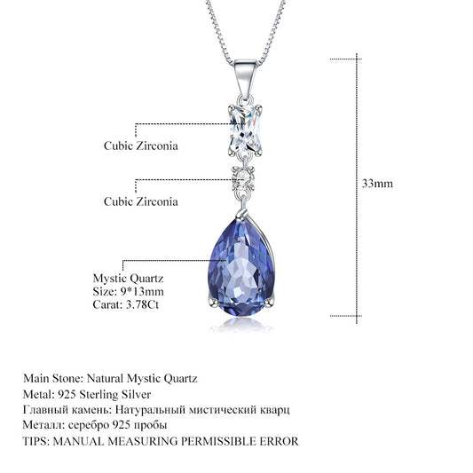Luxurious Jewelry Gemstone Pendant Fashion Temperament s925Silver Color Gemstone Crystal Necklace Pendant