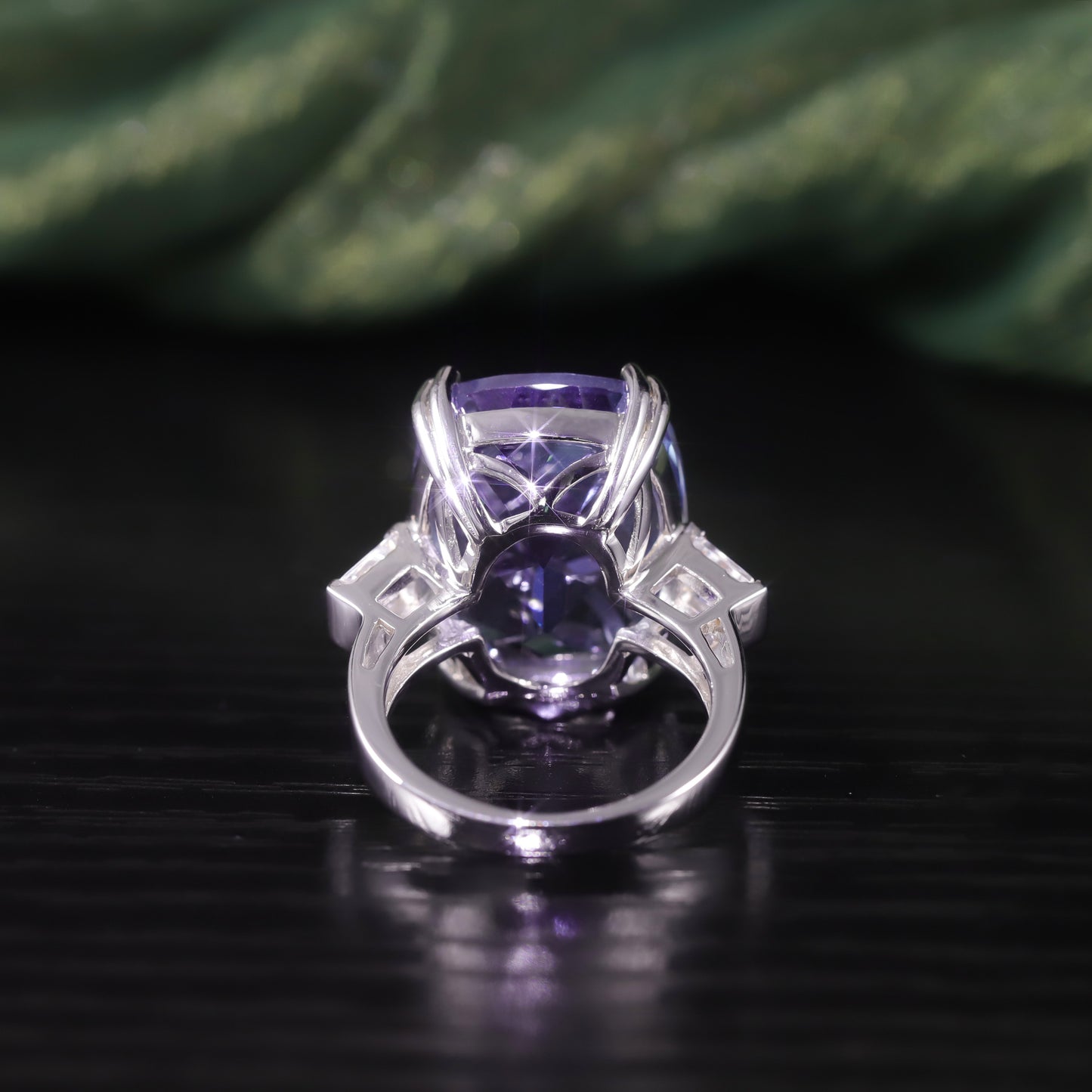 Wind17Carat Super Large Crystal Gemstone Ring Luxurious Personality s925Silver Inlaid Colorful Crystal Ring
