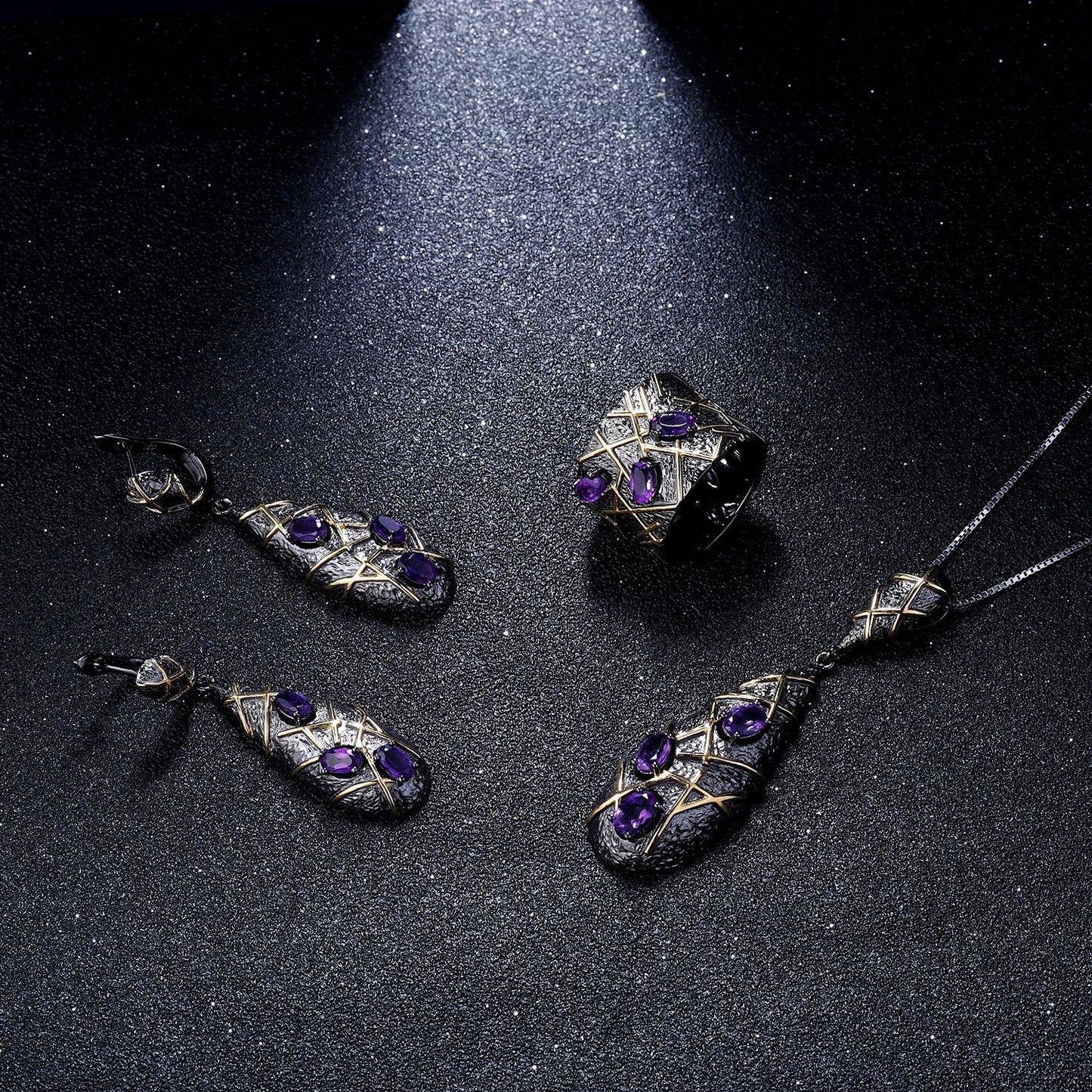 Italian Craft Designer Pendant Vintage Style with a Sense of Sophistication s925Silver Natural Amethyst Necklace Pendant