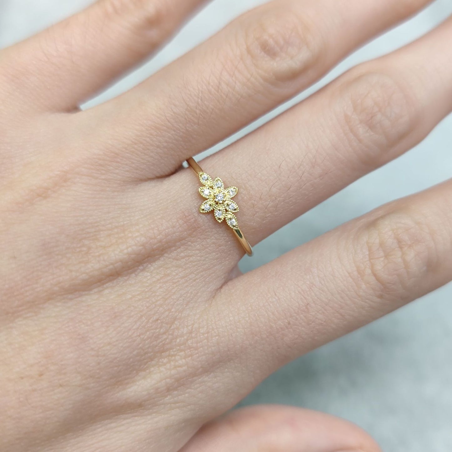 ins Wind Flower Ring s925Sterling Silver Inlaid Moissanite Golden Dawn Series Bracelet Women's Exquisite Ring