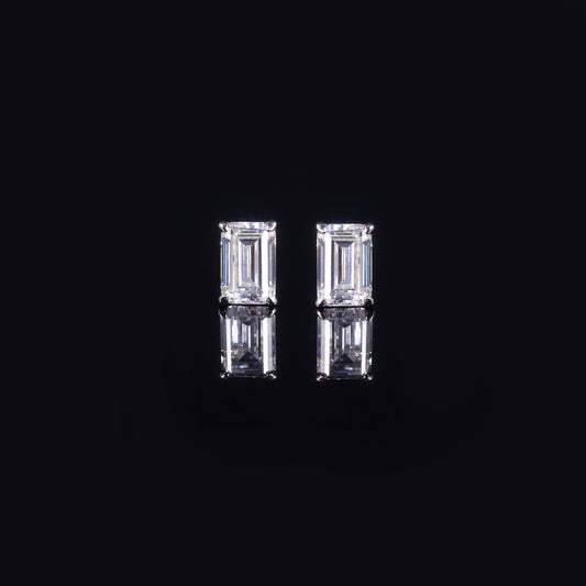 Emerald Cut9/10/14/18k Gold earrings with four prongs0.8Carat Moissanite Earrings Platinum Studs Simple Design