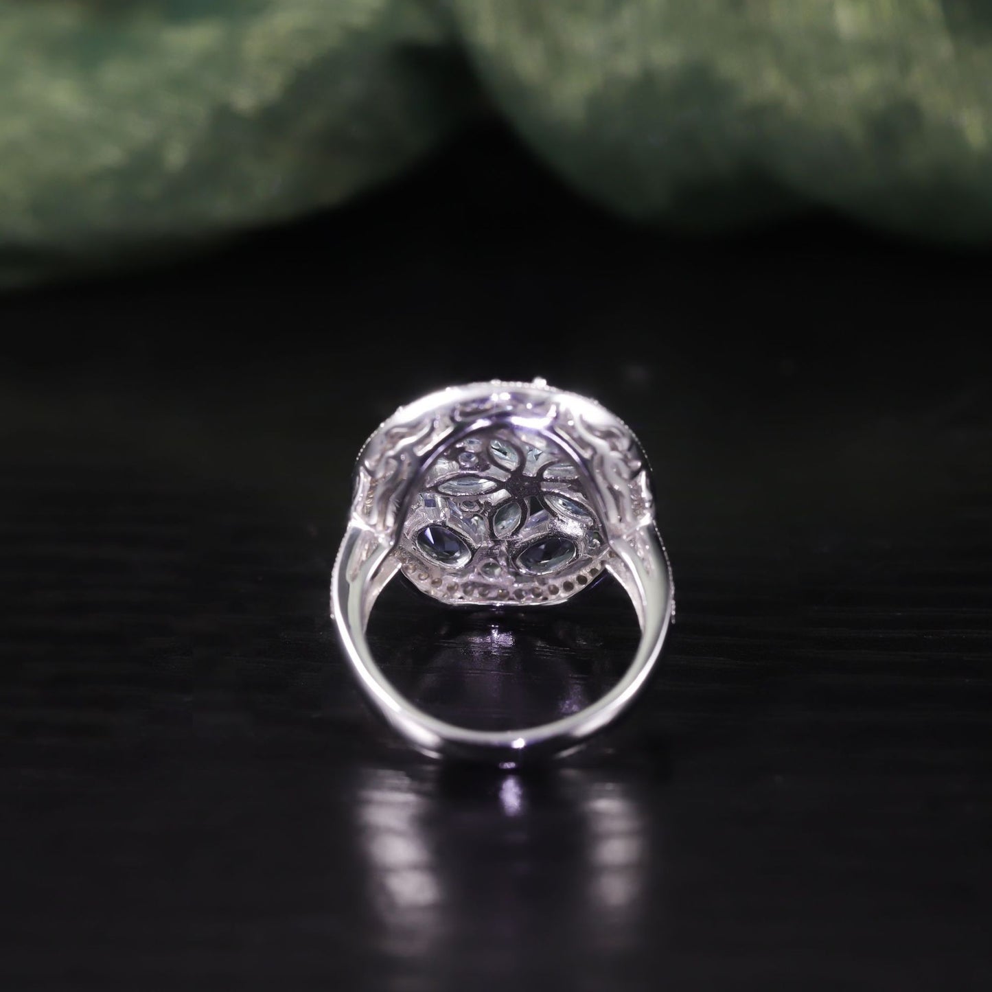 Wind Ring s925Sterling Silver Plated18k Gold Natural Amethyst Cluster Inlaid Mixed Gemstone Ring Jewelry