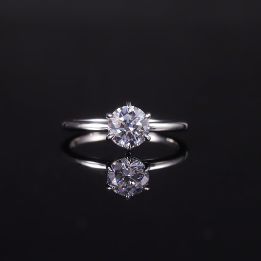 Classic and Simple1Carat Zirconia Ring s925Sterling Silver Zircon Ring Eagle Claw Single Diamond Engagement Ring
