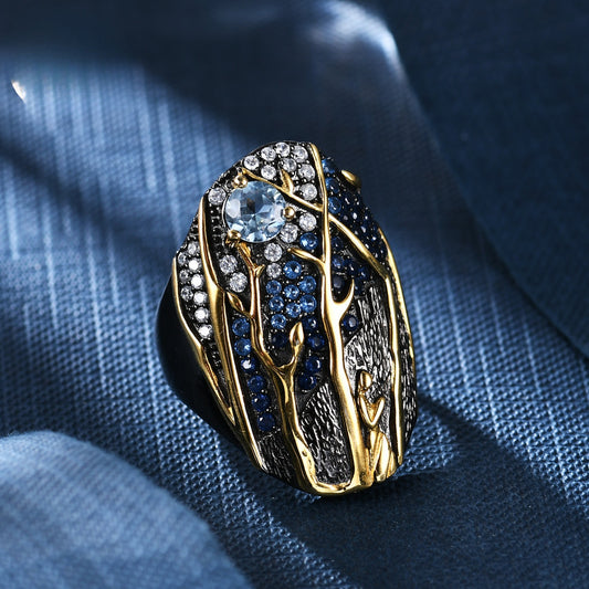 Italian Craft Georgia Series Designer Ring s925Sterling Silver Inlaid Natural Gemstone Ring