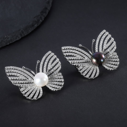 New Natural Freshwater Pearl Butterfly Brooch Designer Fashion Light Luxury High-end Feel S925Sterling Silver Brooch