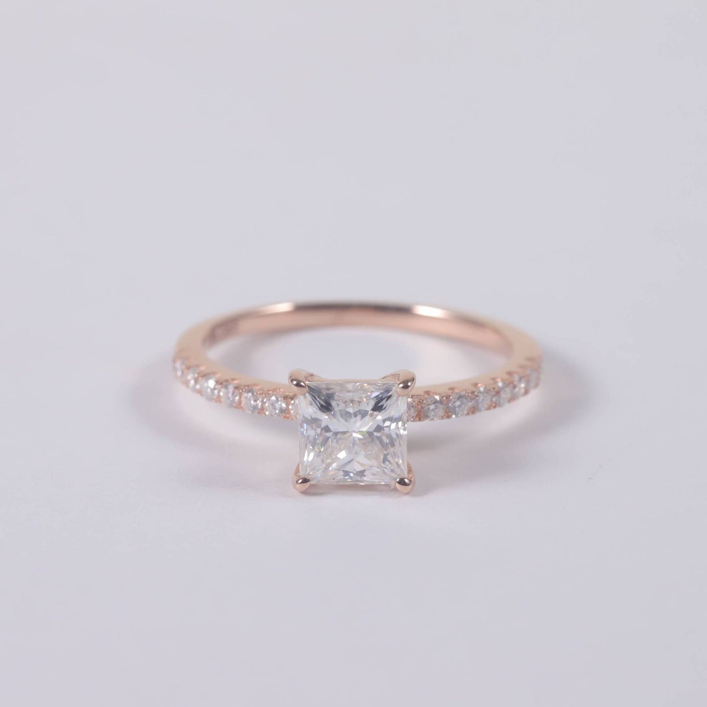 Elegant Square Gold Ring D Color1Carat Moissanite Ring Pure9/10/14/18k Gold Diamond Ring