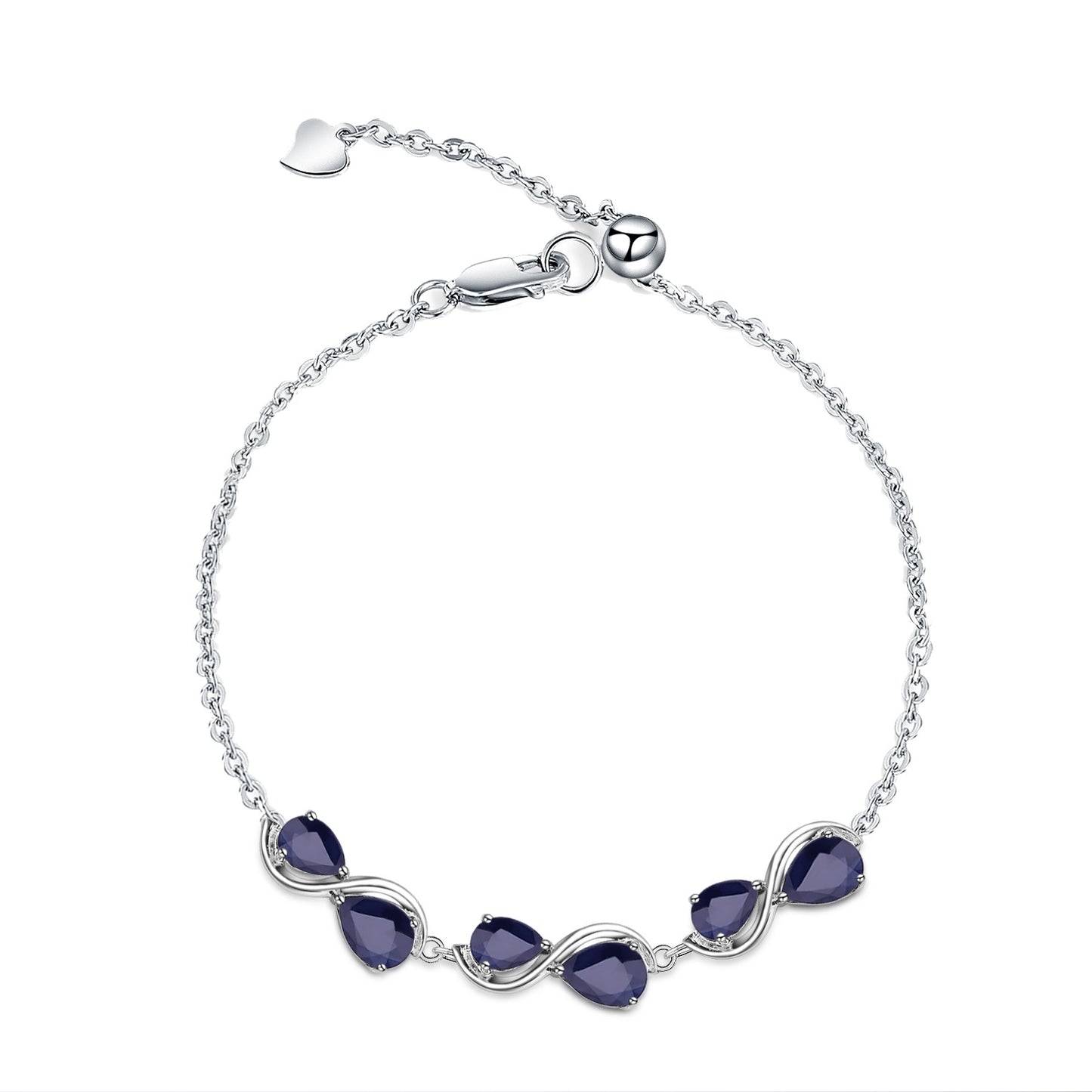New Design Natural Sapphire Bracelet for Women Elegant s925Sterling Silver Inlaid Garnet Bracelet