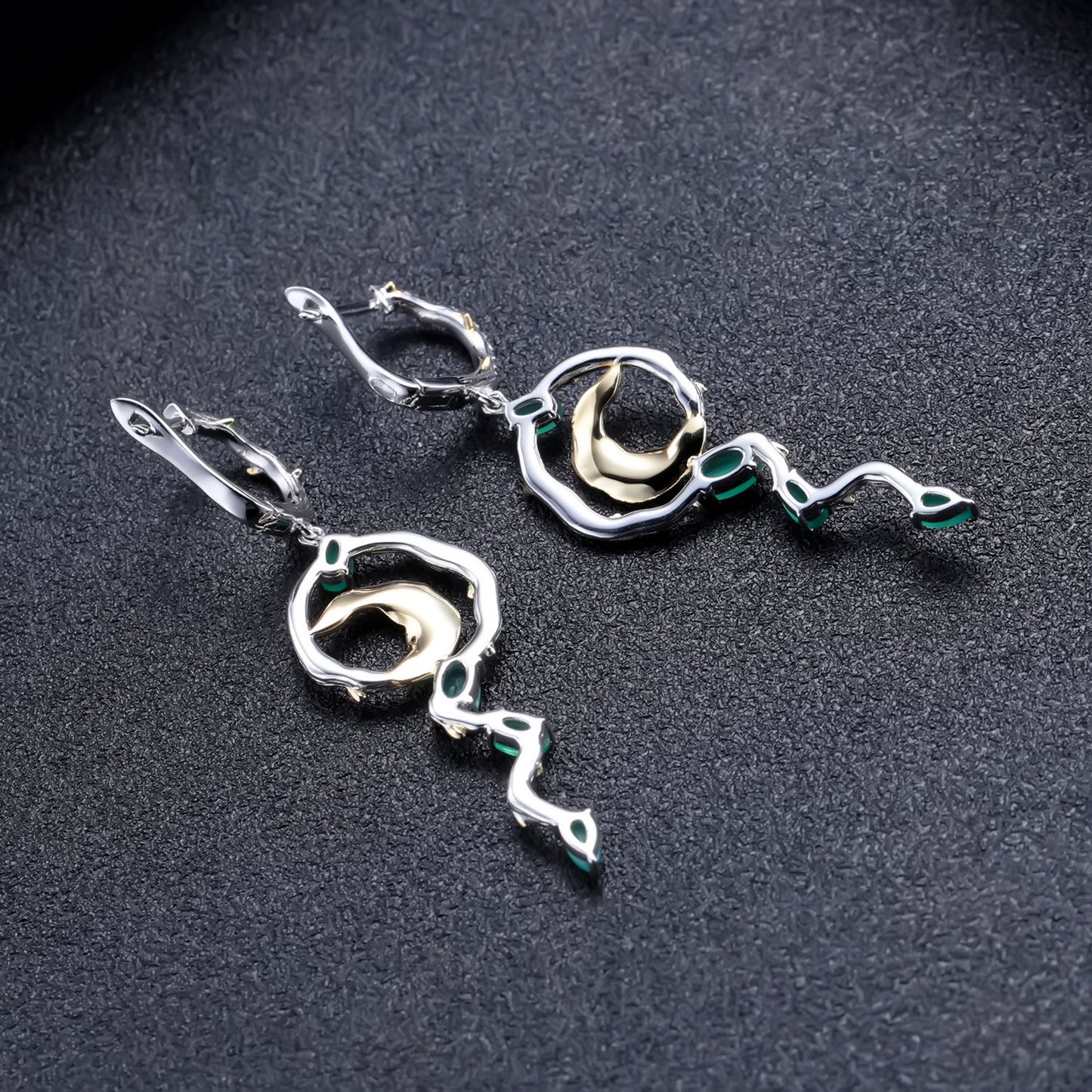 Secret Garden Designer Green Agate Earrings Natural Wind s925Sterling Silver Natural Gemstone Earrings