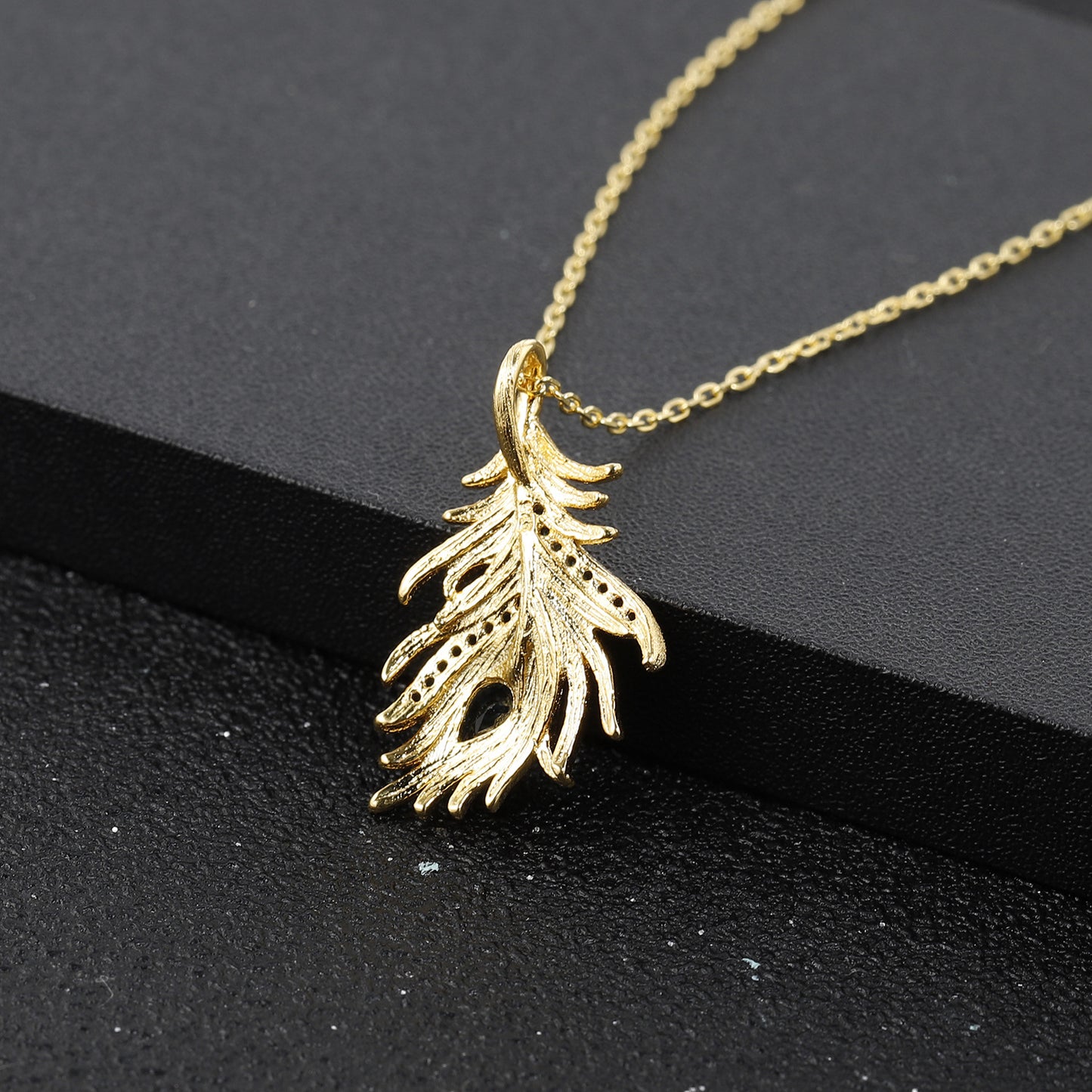 Designer High-End Pendant Phoenix Feather Design925Silver Inlaid Natural Topaz Necklace Pendant