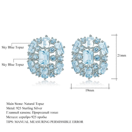 Luxurious Design Natural Topaz Earrings Fashionable and High-end Clustered Jewelry s925Silver Natural Gemstone Earrings