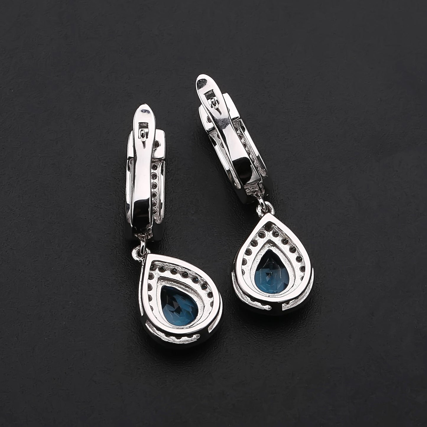 Spot Goods s925Sterling Silver Topaz Stud Earrings Sapphire Jewelry Light Luxury Fashion Natural Gemstone Earrings