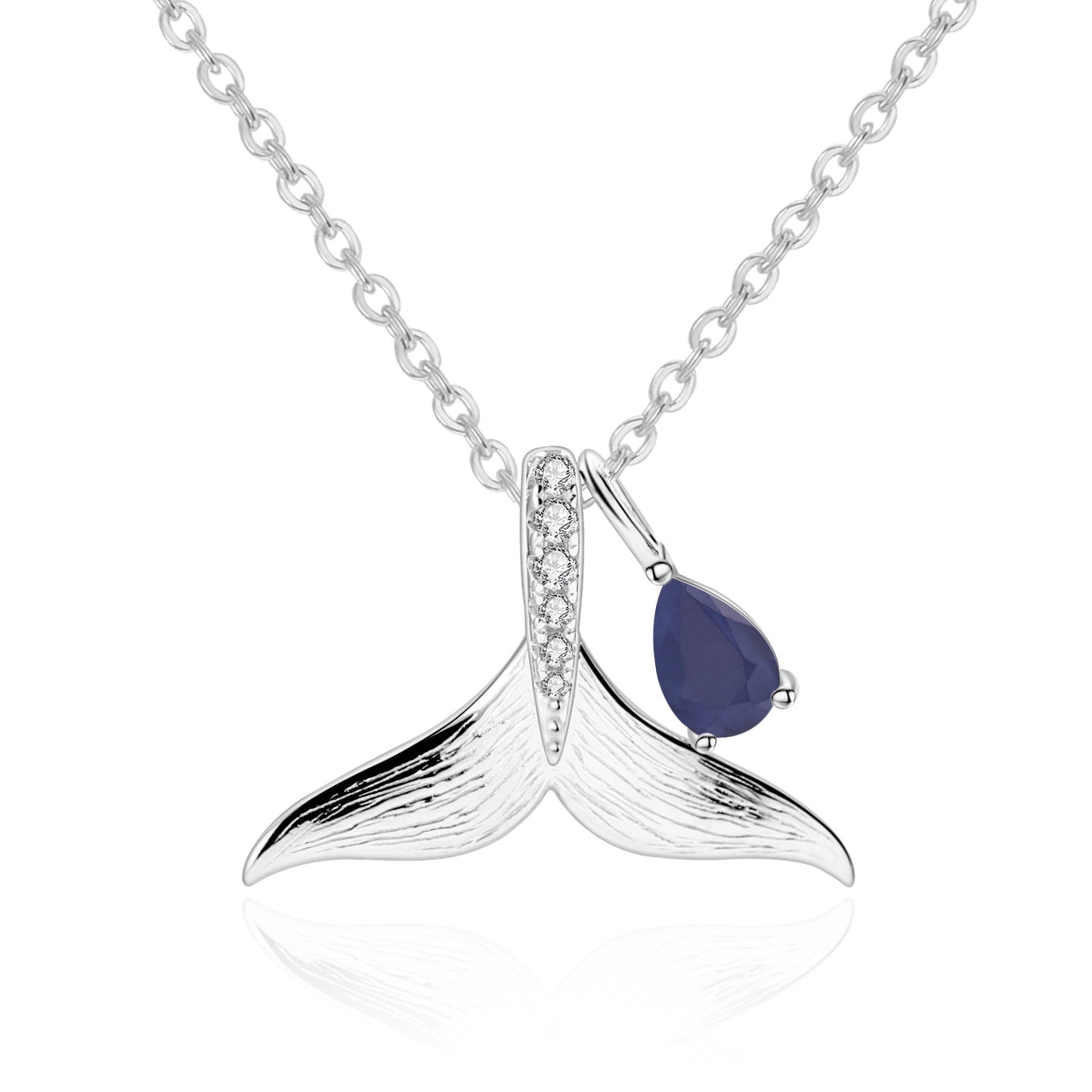 Designer High-Grade Gem Pendant Whale Tail Design s925Sterling Silver Natural Topaz Necklace Pendant